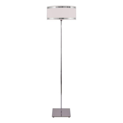 Lampara De Pie Acero Y Pantalla Natural Borde Cromo Apto Led