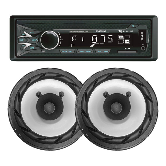 Combo Estereo Bluetooth Auto Led Parlantes 6 Pulgadas Bomber