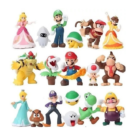 Set De 18 Figuras Super Mario Bros 5-7 Cm 