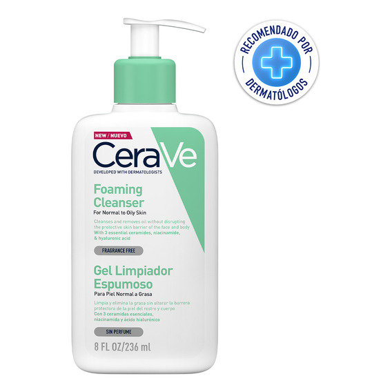 Gel Limpiador Espumoso Cerave Piel Normal A Grasa 236 Ml