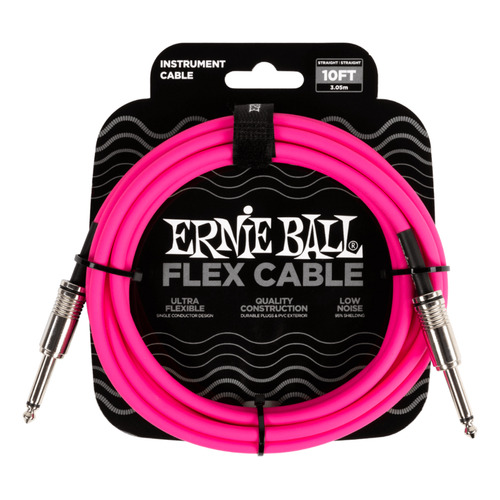 Cable recto/recto Ernie Ball Flex P10 con 3 m, color rosa P06413