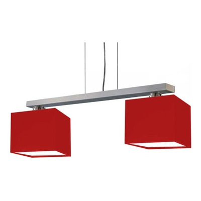 Colgante 2 Luces Acero Platil Pantallas Cuadradas Apto Led