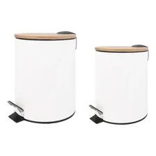 Set Tachos De Basura 3 Lts Y 12 Lts Cestos Residuos Plateado Blanco