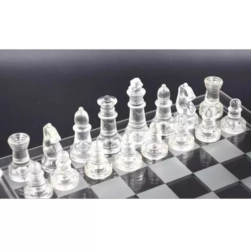 Ridecle Conjunto de jogo de xadrez de vidro K9, jogo de xadrez elegante,  jogo de xadrez de cristal, jogo de xadrez para jovens e adultos