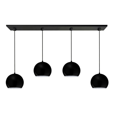 Colgante 4 Luces Bocha 15cm Negro Apto Led E27 Deco Moderno