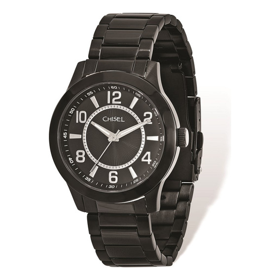 Reloj Para Hombre De Acero Inoxidable Con Esfera Negra Cince