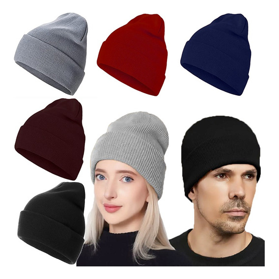 Gorro Beanie De Lana Adulto Con Doblez Pack 5 Unidades