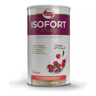 Suplemento Em Pó Vitafor Isofort Beauty Whey Protein Com Colageno Verisol Lata De 450g Sabor Cranberry
