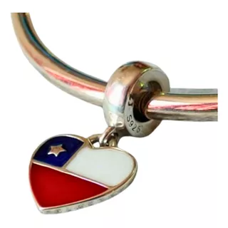 Charm O Dije De Plata Colgante De La Bandera De Chile