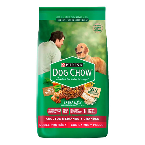 Dog Chow Adulto Mediano & Grande Doble Proteína Sin Colorante 21 Kg