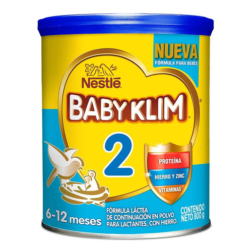 Leche de fórmula en polvo Nestlé Baby Klim 2 en lata de 1 de 800g - 6  a 12 meses