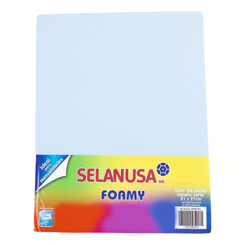Foamy Tamaño Carta Liso 24 Pzas Manualidad Selanusa Color Azul Pastel