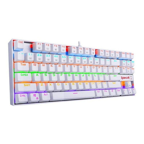 Teclado Redragon Kumara K552 Rainbow Switch Red Blanco Idioma Español Latinoamérica