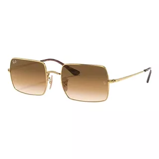 Anteojos De Sol Ray-ban I-shape Rectangle 1969 Standard Con Marco De Metal Color Polished Gold, Lente Light Brown De Cristal Degradada, Varilla Gold De Metal - Rb1969