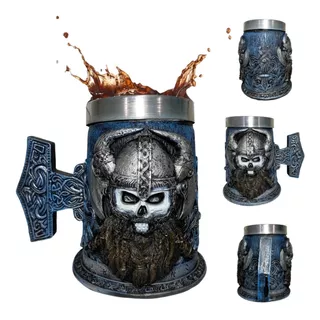 Caneca Viking Guerreiro Mitologia Nórdica Geek Resina 500ml