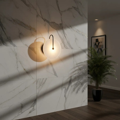 Aplique Moderno Bloom S 5w Led 160mm Marmol Led Calido Negro Negro