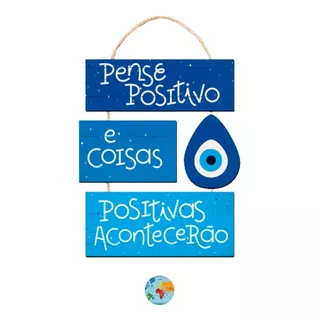 Placa Decorativa Frases Positividade Proteção Olho Grego Paz