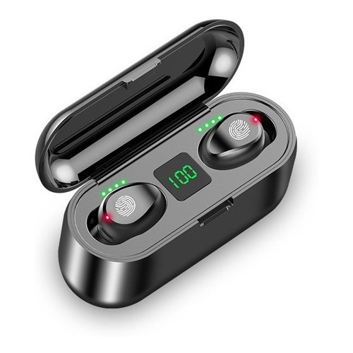 Audífonos Bluetooth Inalámbricos F9-5 Pantalla Táctil Color Negro Luz Verde