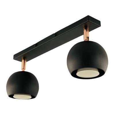 Aplique 2 Luces Mini Mun Negro Con Cobre Apto Gu10 Deco Lmp