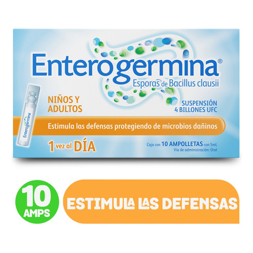 Caja Con 10 Ampolletas De Probióticos Enterogermina 5ml C/u