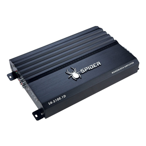 Amplificador Clase D Spider Sr-5100.1d Para Auto Plateado Color Negro