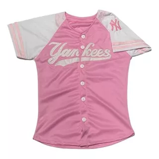Jersey Beisbol De  Mujer Dama Yankees New York Rosa Bordado