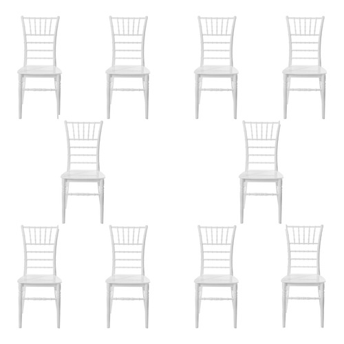 Silla Tiffany Plastica Eventos Lounge Banquete Paquete De 10 Color de la estructura de la silla Blanco