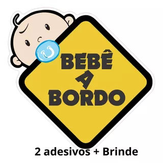 Lindo Adesivo Bebê A Bordo Carro Kit Com 2 Peças + Brinde