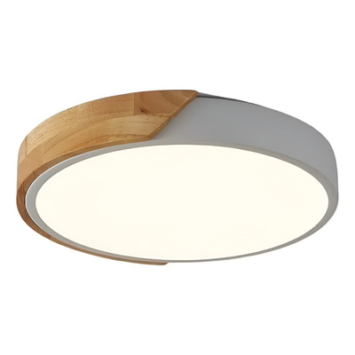 Plafon Led Andy 18w Blanco Madera Deco Moderno 30cm Vig