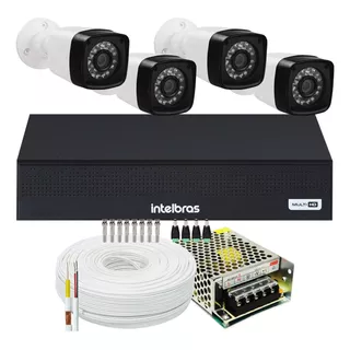 Kit 4 Cameras Seguranca 2mp Full Hd Dvr Intelbras 1004 S/ Hd