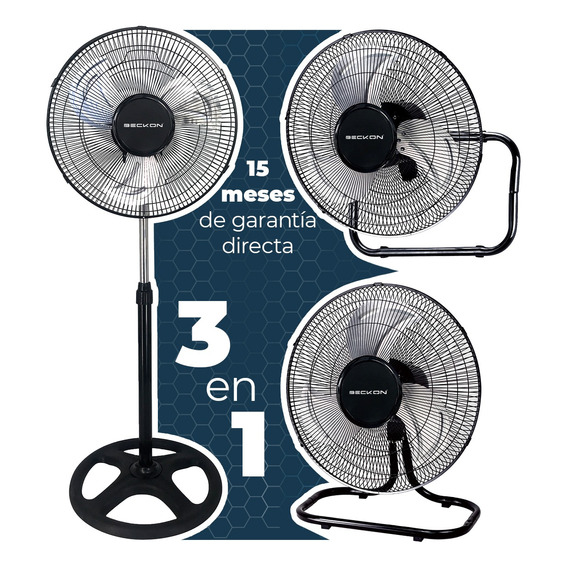 Ventilador De Pie 3 En 1 - Pedestal Pared Piso Oscila Beckon