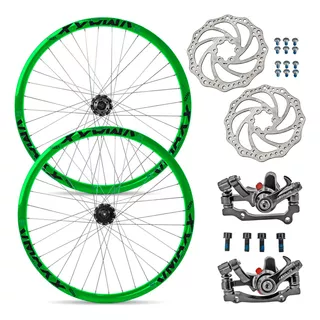 Rodas Vzan Vmaxx Aro 26 Parede Dupla +freio A Disco Mecânico Cor Verde