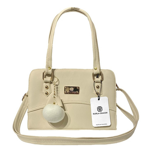 Bolso Dama Carteras Mujer Juvenil Bandolera Karla Chacon Color Beige