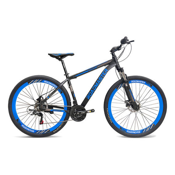 Bicicleta Roadmaster Stom Rin 29" Marco en Aluminio Cambios Shimano Tourney de 21 Velocidades Freno de Disco Suspension Con Bloqueo al Hombro Rines Triple Pared Talla M Color Negro - Azul