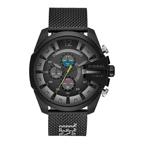 Reloj pulsera Diesel DZ4514 con correa de acero inoxidable color negro/plateado - fondo negro