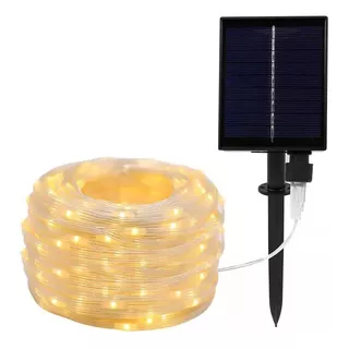 Luz Guirnalda Solar Hada Ip65 10mts 100 Led Decoración Color De Las Luces Blanco Cálido