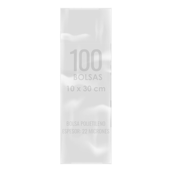 100 Bolsas Plástica Transparente Polietileno 10x30 Cm