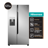 Heladera Hisense Side by side No Frost Inverter Rc-70ws 531 L Inox fabrica hielo