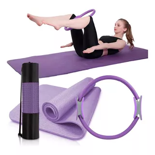 Set Pilates Yoga Mat + Anillo Flex Estiramiento Entrenar