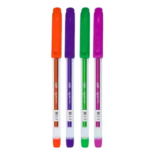 Canetas Coloridas Gel Neon 1.0 Cores Vivas Kit C/4