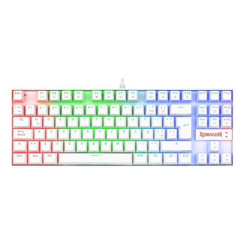 Teclado gamer Redragon Kumara K552 QWERTY Outemu Red español latinoamérica color blanco con luz RGB