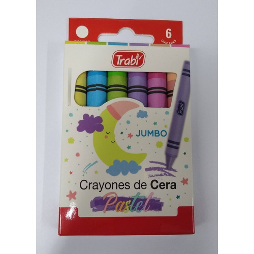 Crayones De Cera Trabi Jumbo Pastel Caja X 6 Unidades