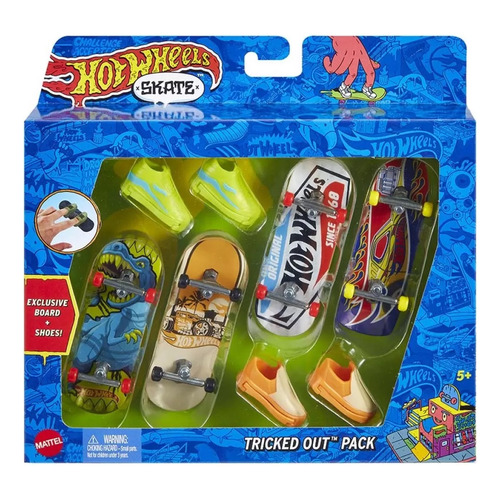 Pack de 4 diapasones y zapatos Skate Dedo Hotwheels, Hgt84, colores surtidos