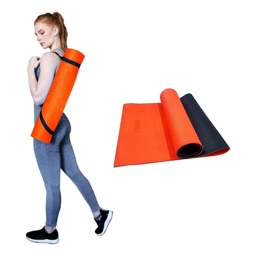 Tapete Ejercicio Yoga Mat 6 Mm Portatil Tayga 190 Cm X 61 Cm Color Naranja