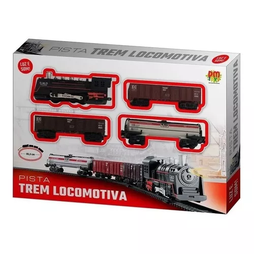 Trem Brinquedo Trenzinho Pista 85,5cm Locomotiva Luz Som Cor Preto  Personagem Trem Médio
