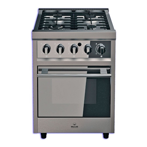 Cocina A Gas Morelli Zafira 600 4hornallas 60cm Puerta Visor Color Acero inoxidable