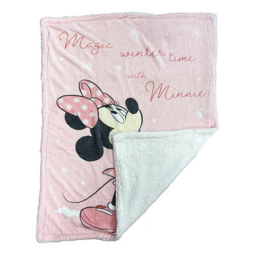 Frazada Corderito Flannel Minnie Para Bebés 75 X 100 Cm Color Rosa