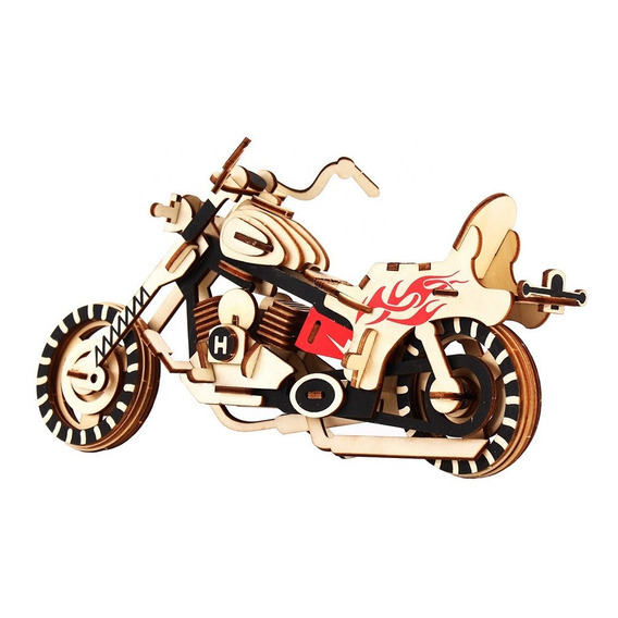 Regalo Armable 3d Motocicleta Moto Madera Armar Rompecabezas