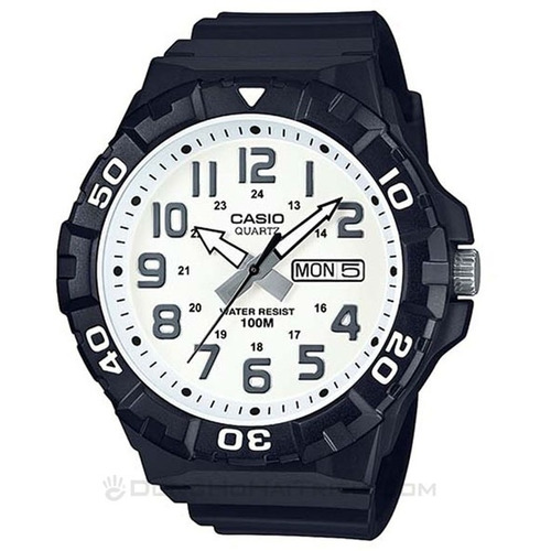 Reloj Casio MRW-210H-7avdf para hombre, color de correa negro, color de bisel, color de fondo negro, color de fondo blanco