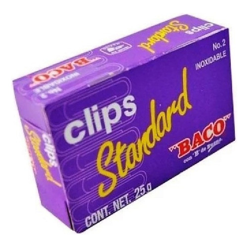 Clip Baco Estandar #2 12326 Paquete 10 Cajas Metalico /vc Color Plateado